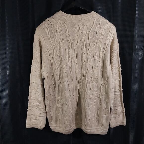 OSSINNE! GOLD AND GOLD METALLIC RANDOM PATTERN KNIT LONG SLEEVE SWEATER! SZ 4XL - Picture 6 of 11